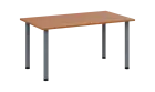 CRTR 140 jídelní stůl, kovová podnož stříbrná, deska 25 mm, 1394x800 mm, olše jantar